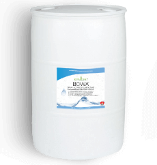 Kemgro Crop Solutions Bowa 200Ltr, large white drum label with small blue and white label on the front in the middle.